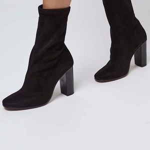 Black Suede Sock Ankle Boots